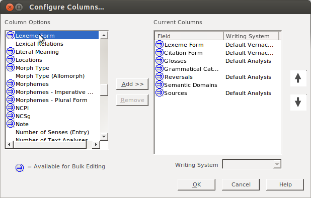 Select Lexeme Form